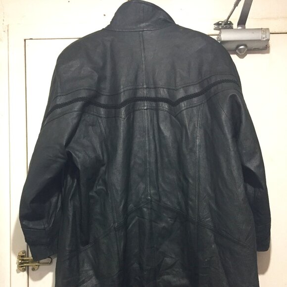 VINTAGE WORTHINGTON LEATHER LONG TRENCH COATS SIZE XL - Picture 7 of 14